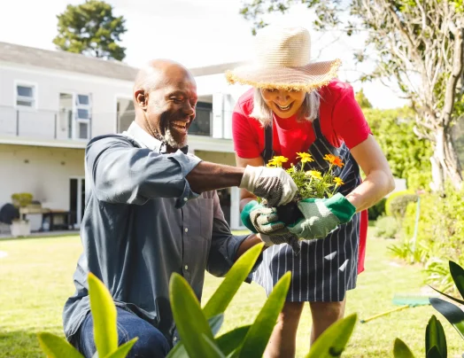 happy-senior-diverse-couple-working-in-garden-2023-11-27-05-17-32-utc